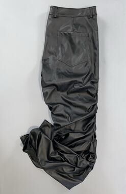 MNML Chino Style Twisted Cinched Ruffle Leg Faux Leather Pants. Men's 36, Read.